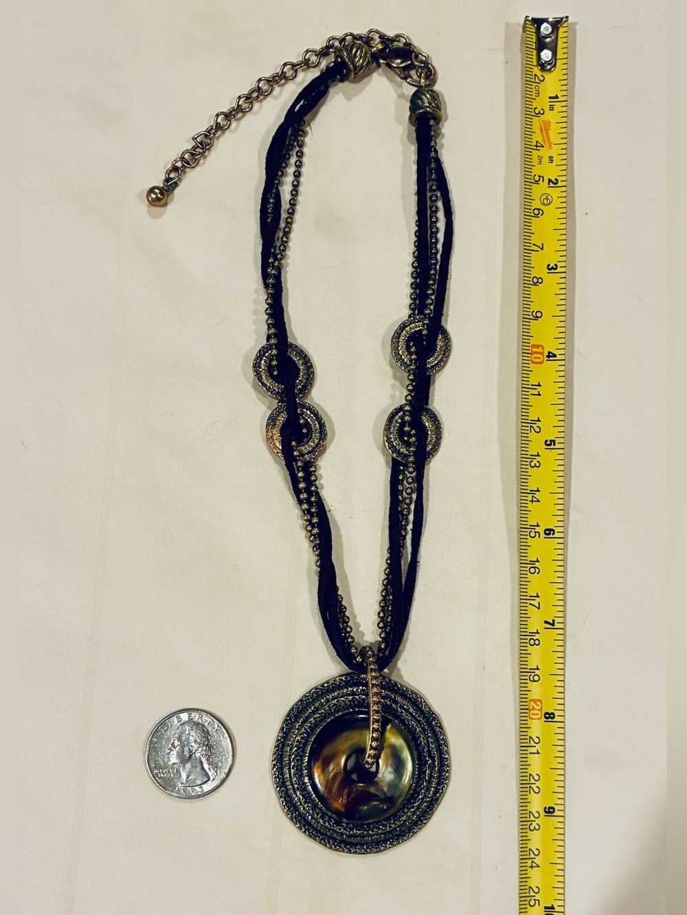 Chico’s Vintage Black and Gold Pendant Necklace - Beautiful